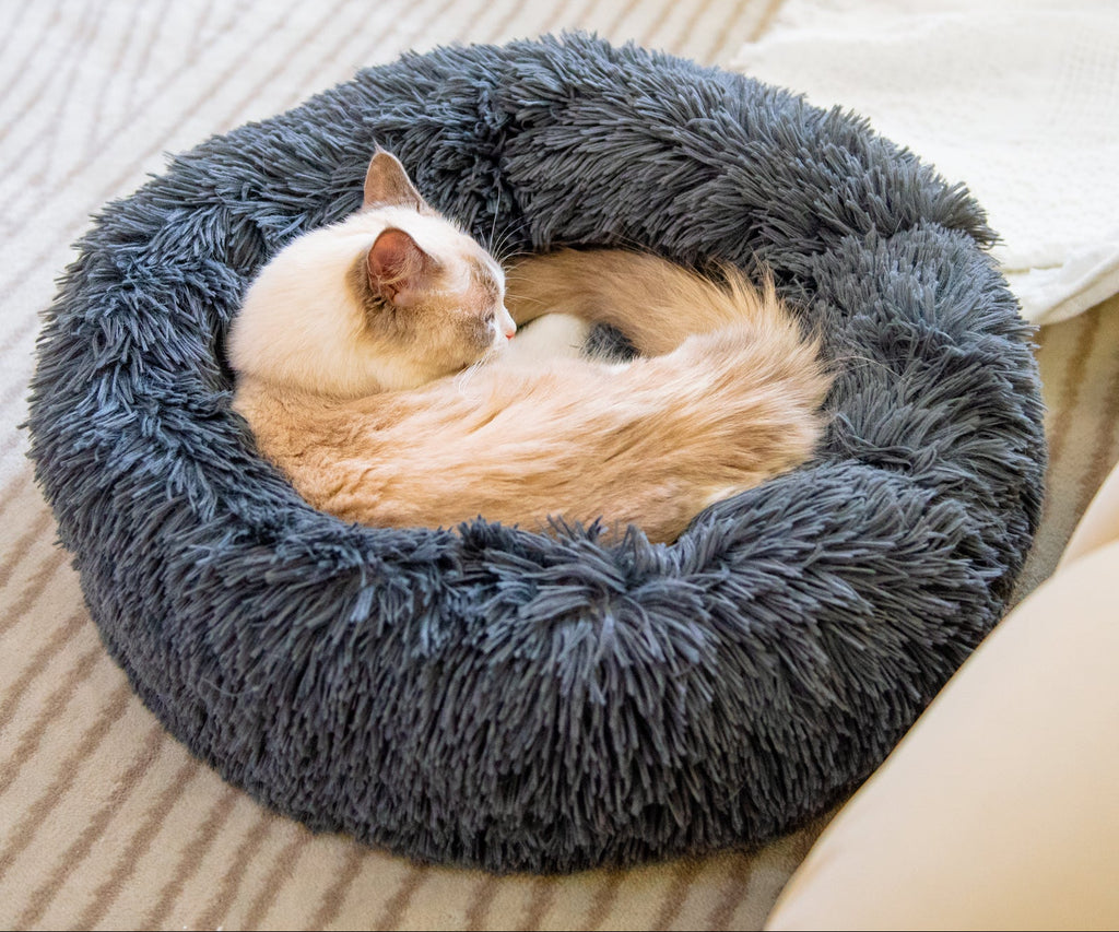 Donut-Haustierbett aus Plüsch – Anti-Stress Schlafplatz für Hunde & Katzen
