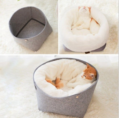 2-in-1 Katzenbett  – Kuschelhöhle & Liegekissen in einem