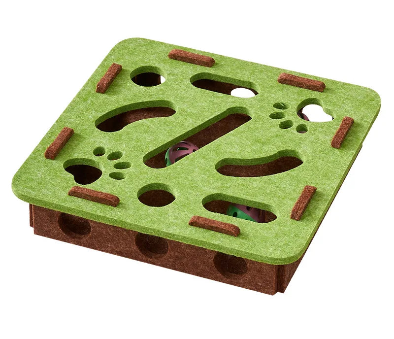 Interaktives Katzen Puzzle Spielzeug aus Filz – Beschäftigungsbox mit Tunnel & Glöckchen