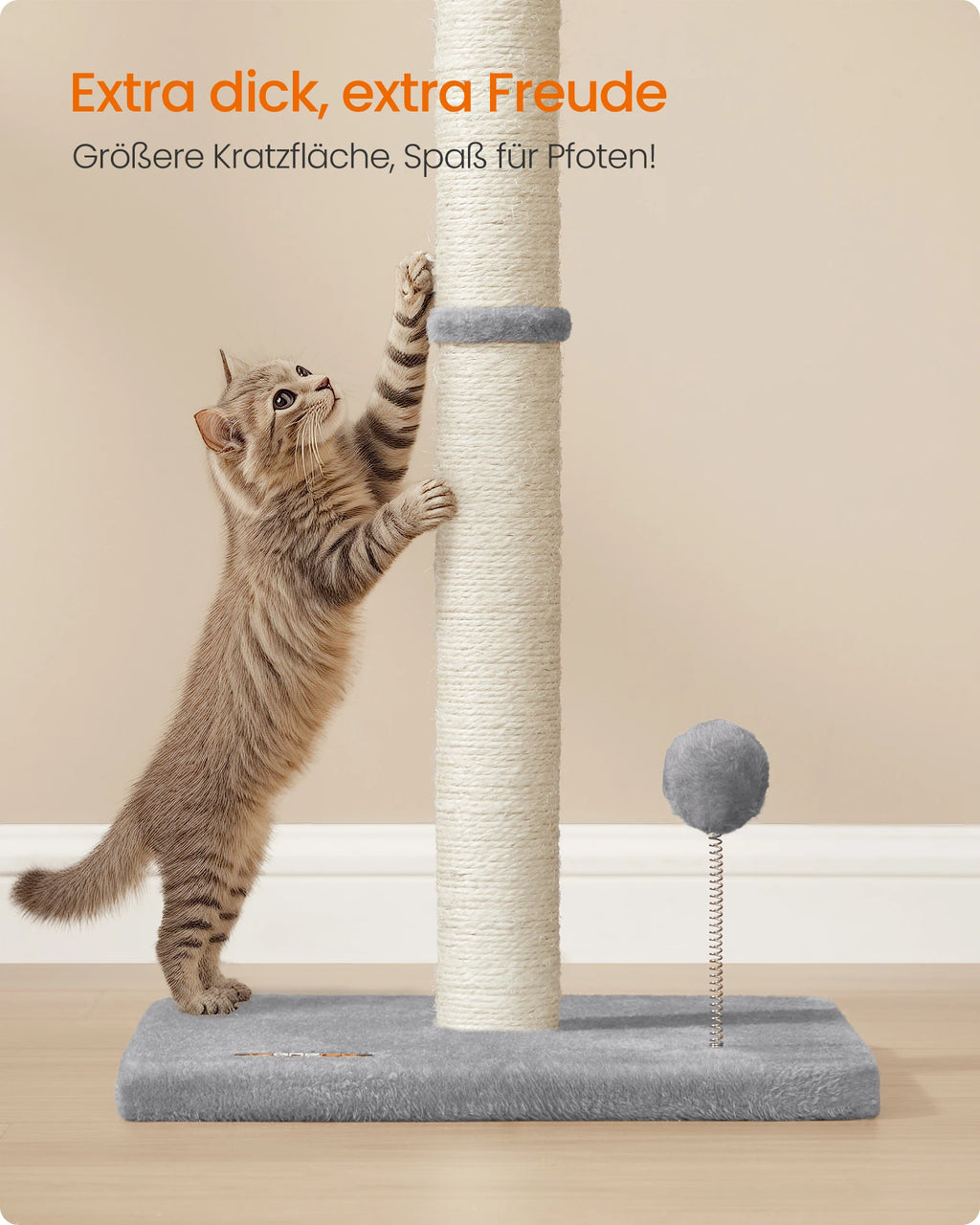 FEANDREA Kratzsäule 85 cm – Extra dicke Sisal-Kratzsäule für Katzen
