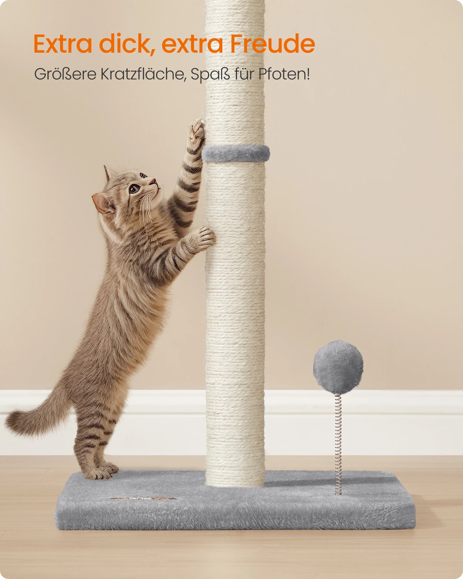 FEANDREA Kratzsäule 85 cm – Extra dicke Sisal-Kratzsäule für Katzen