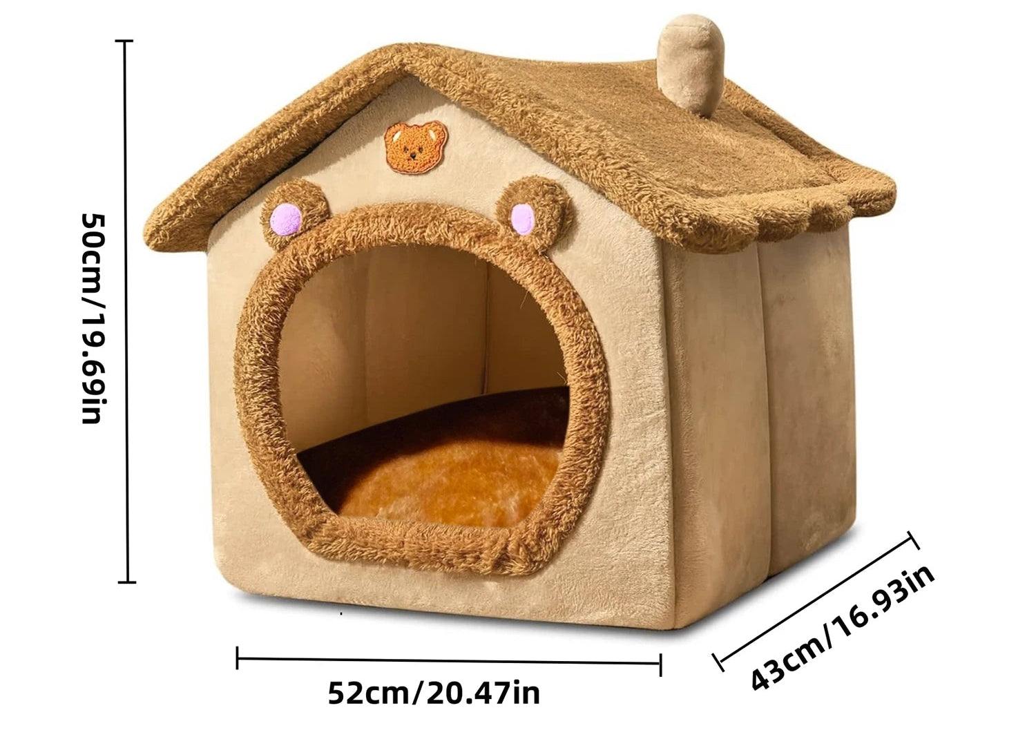 Gemütliches Haustierhaus für Katzen & Hunde – Warmes Kuschelbett mit abnehmbarem Kissen