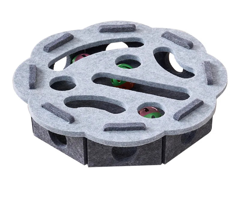 Interaktives Katzen Puzzle Spielzeug aus Filz – Beschäftigungsbox mit Tunnel & Glöckchen