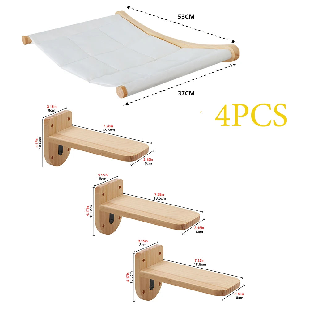 Individuelle Kletterwand Katzen Kletterregale aus Holz – Vertikaler Spielplatz mit Sisal & Hängematte