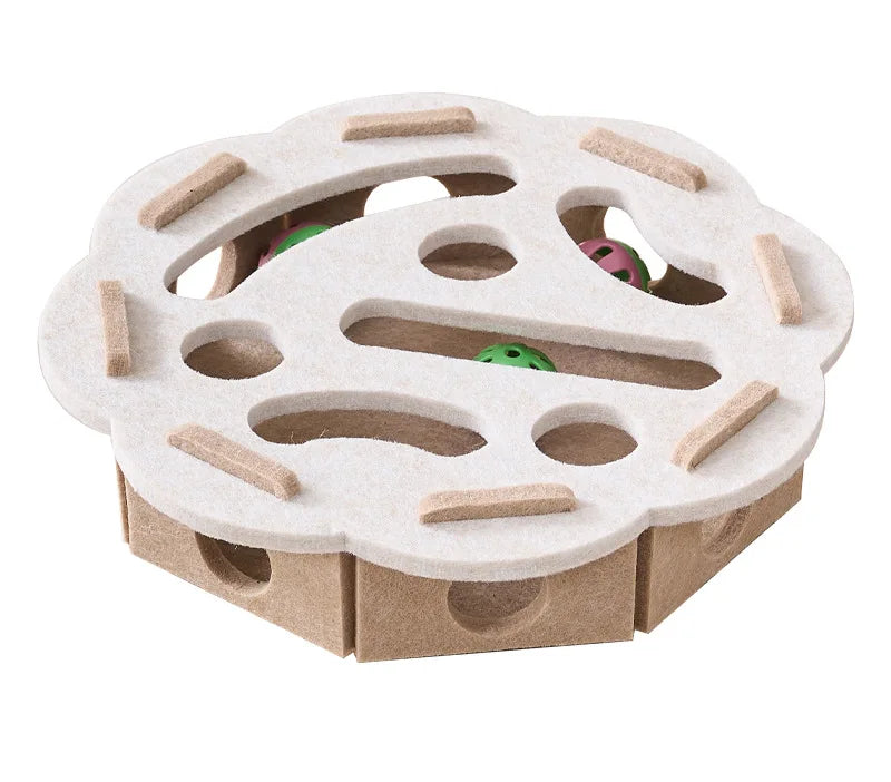 Interaktives Katzen Puzzle Spielzeug aus Filz – Beschäftigungsbox mit Tunnel & Glöckchen