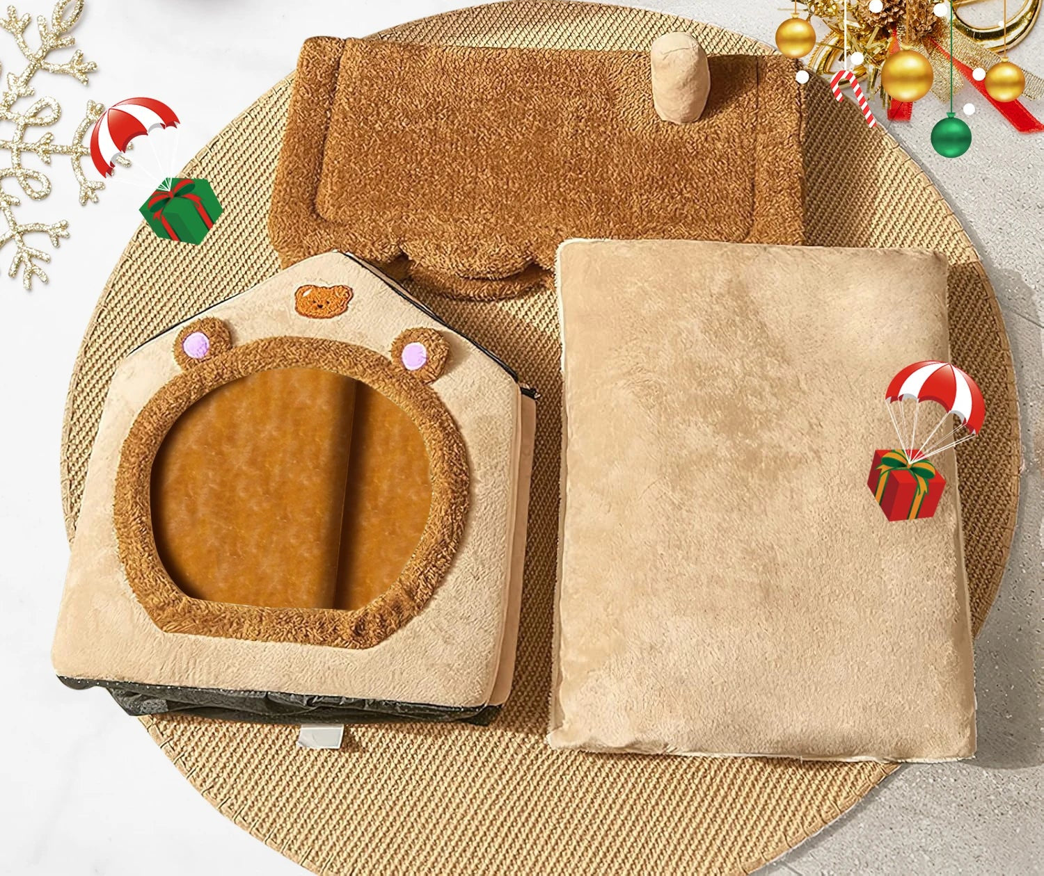 Gemütliches Haustierhaus für Katzen & Hunde – Warmes Kuschelbett mit abnehmbarem Kissen