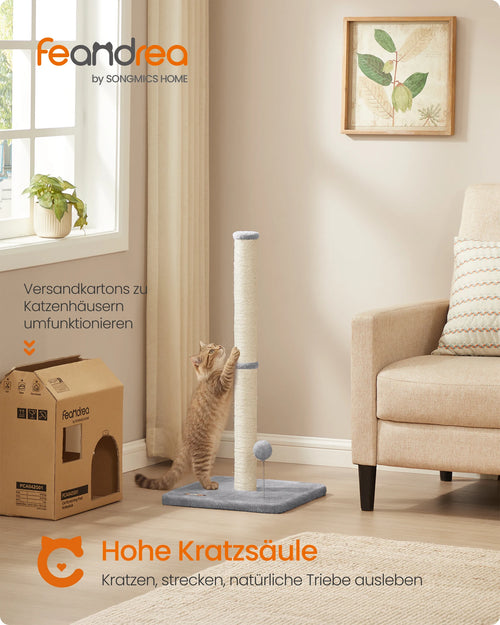 FEANDREA Kratzsäule 85 cm – Extra dicke Sisal-Kratzsäule für Katzen