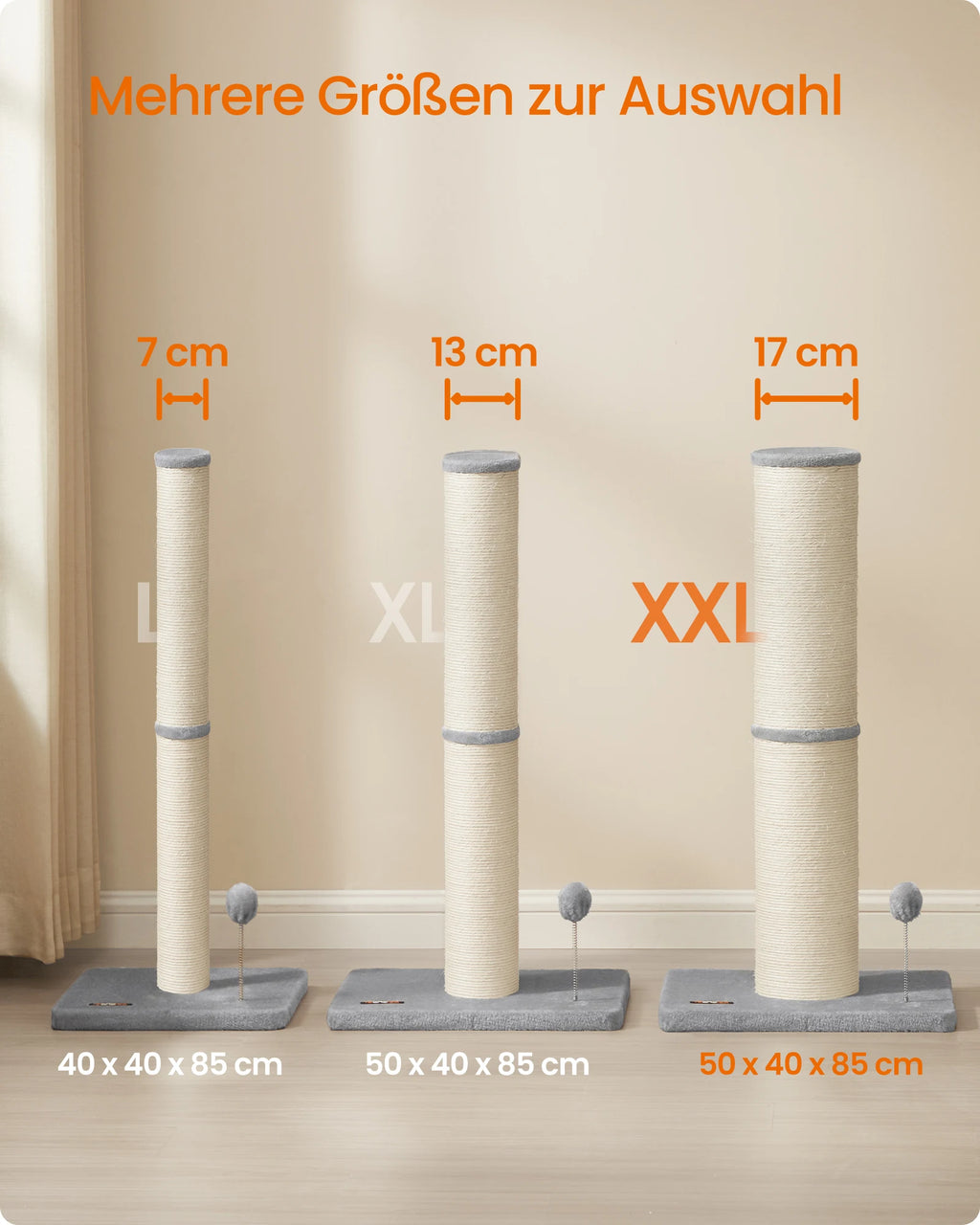 FEANDREA Kratzsäule 85 cm – Extra dicker Sisal-Kratzstamm