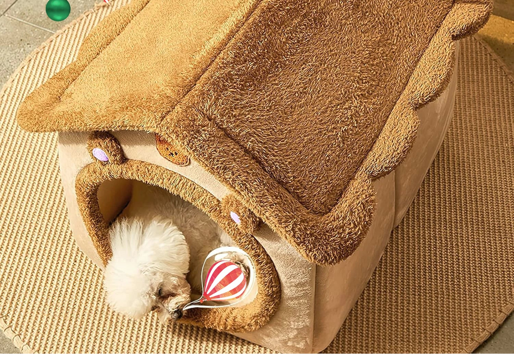 Gemütliches Haustierhaus für Katzen & Hunde – Warmes Kuschelbett mit abnehmbarem Kissen