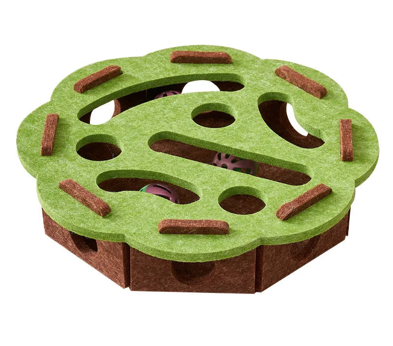 Interaktives Katzen Puzzle Spielzeug aus Filz – Beschäftigungsbox mit Tunnel & Glöckchen