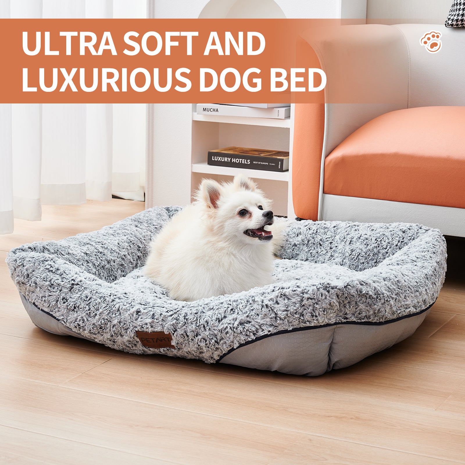 Hundebett aus Rosen-Velours – Sofa für Hunde & Katzen
